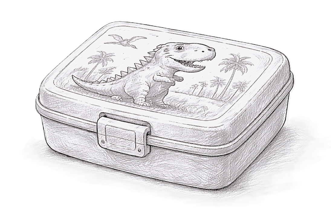 Matboks med dinosaurmotiv